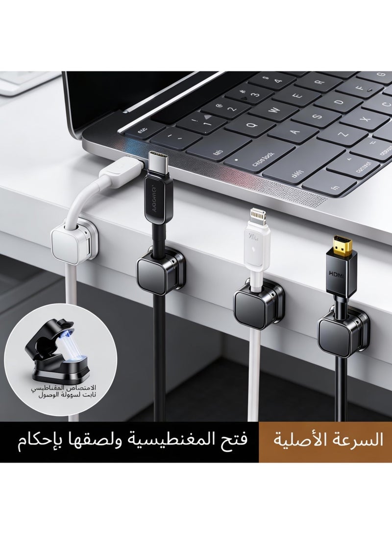 MS MIN Magnetic Cable Organizer 10-Pack, Cable Management Clips with Strong 3M Adhesive for Desk, Office & Home - Image 1